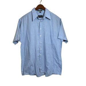 Conte di Milano Shirt Mens 16 1/2 Blue Button Up Short Sleeve Business Casual